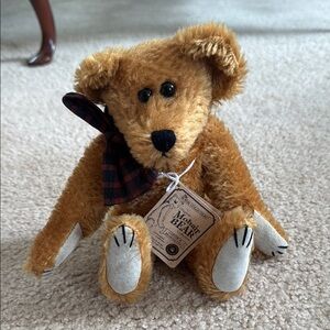 Boyds Bears Plush Teddy with Black and Red Plaid Bow